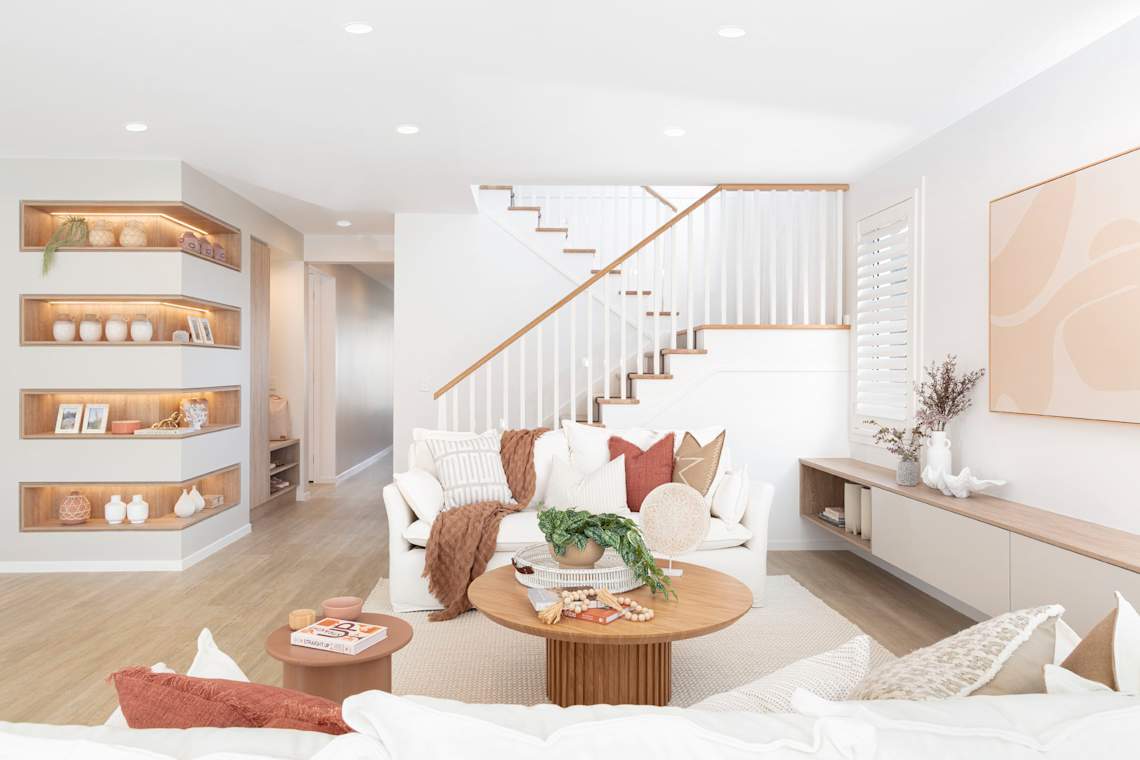 Lotus 34 home design living room in Coastal style