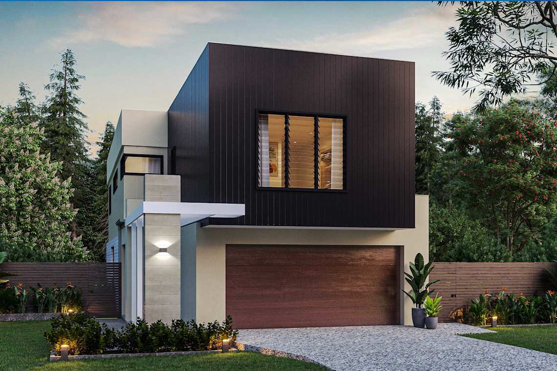 Pride house design gibson facade. Narrow block