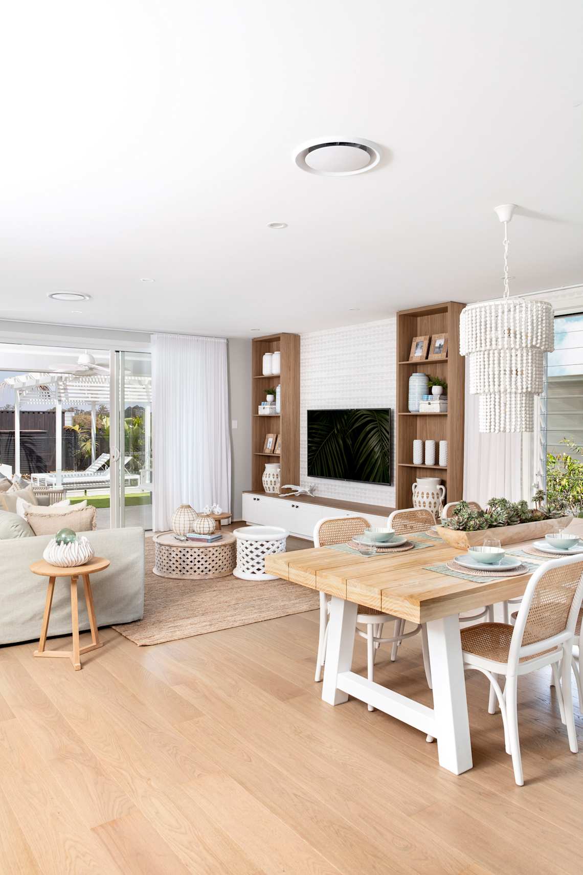 Grayson 30 Home Design Dining/Living. Coastal design style. Narrow block