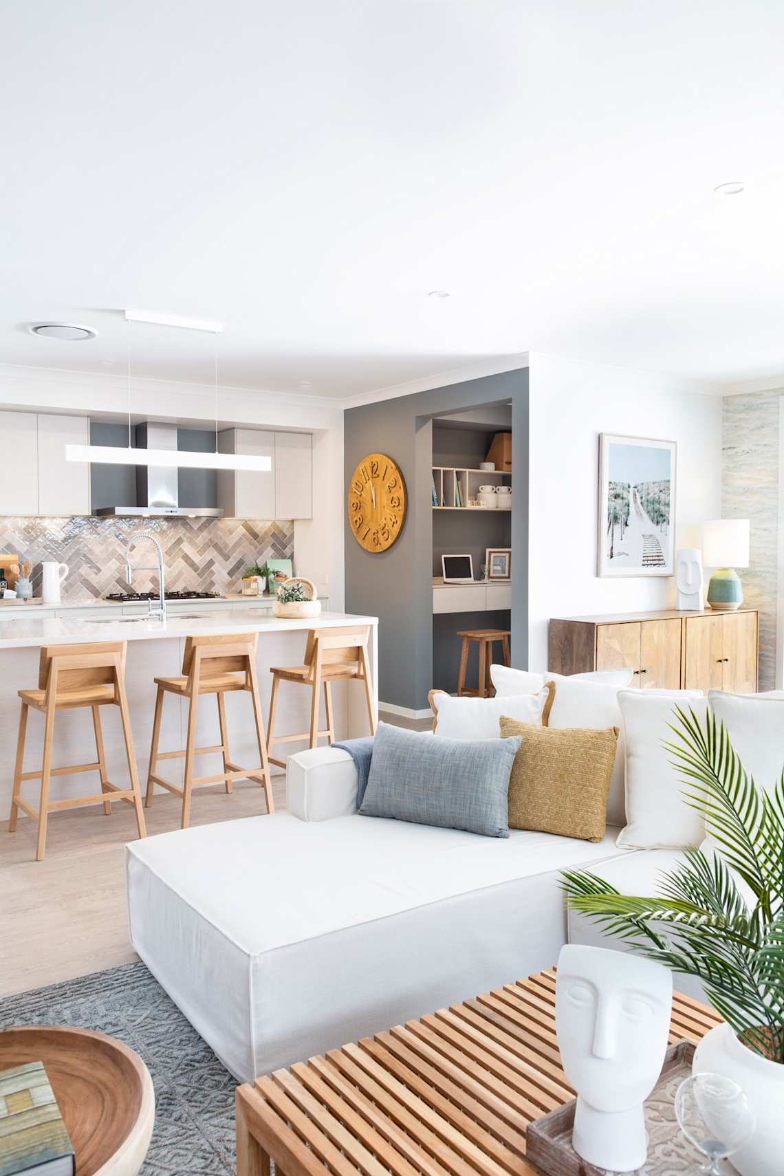 Kaiya 25 home design living room in Coastal style - First time home builders