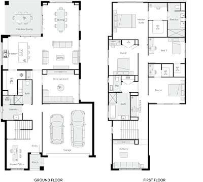 Frankky by brightonhomes.net.au, 4 bedroom 3 bathroom 2 car 2 storey passive solar house plan, 11.1m x 19.8m, QLD - Plan