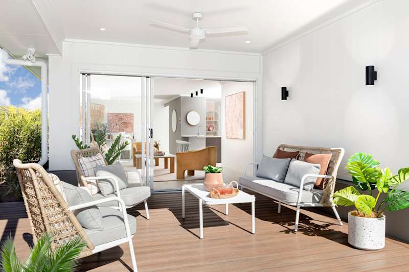 Maple 26 home design outdoor living. Contempo design style. Small house design.