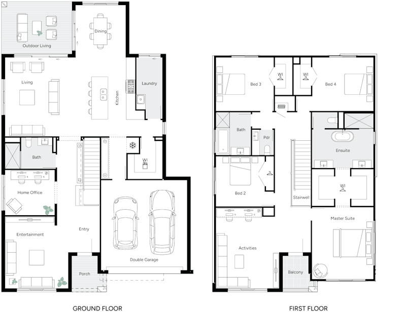 Aurora 40 Double Storey House Floor Plan