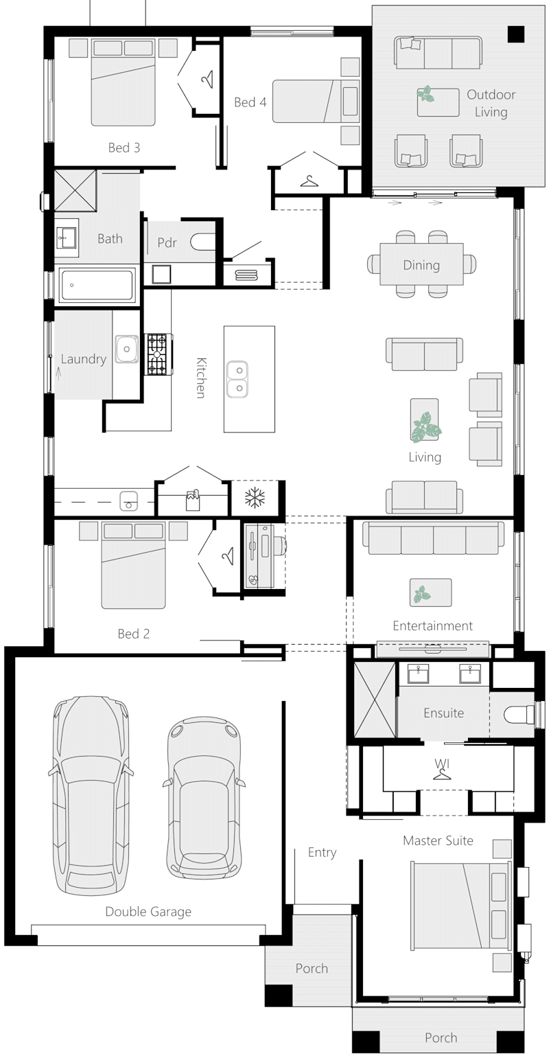 Meridian 24 Single Storey House Floor Plan - On Display