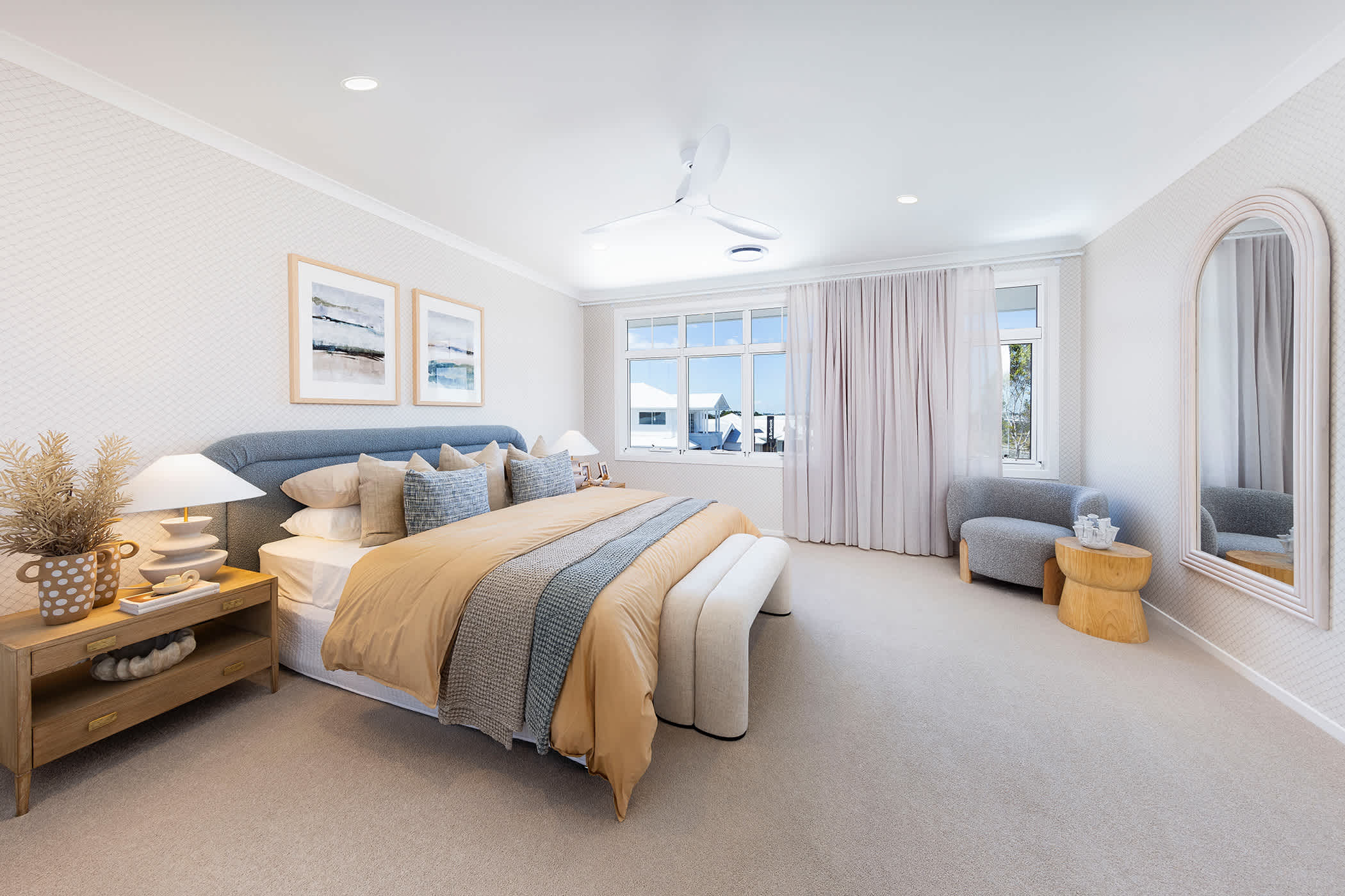 Preston 35 Display. Coastal Design Style. Bedroom.