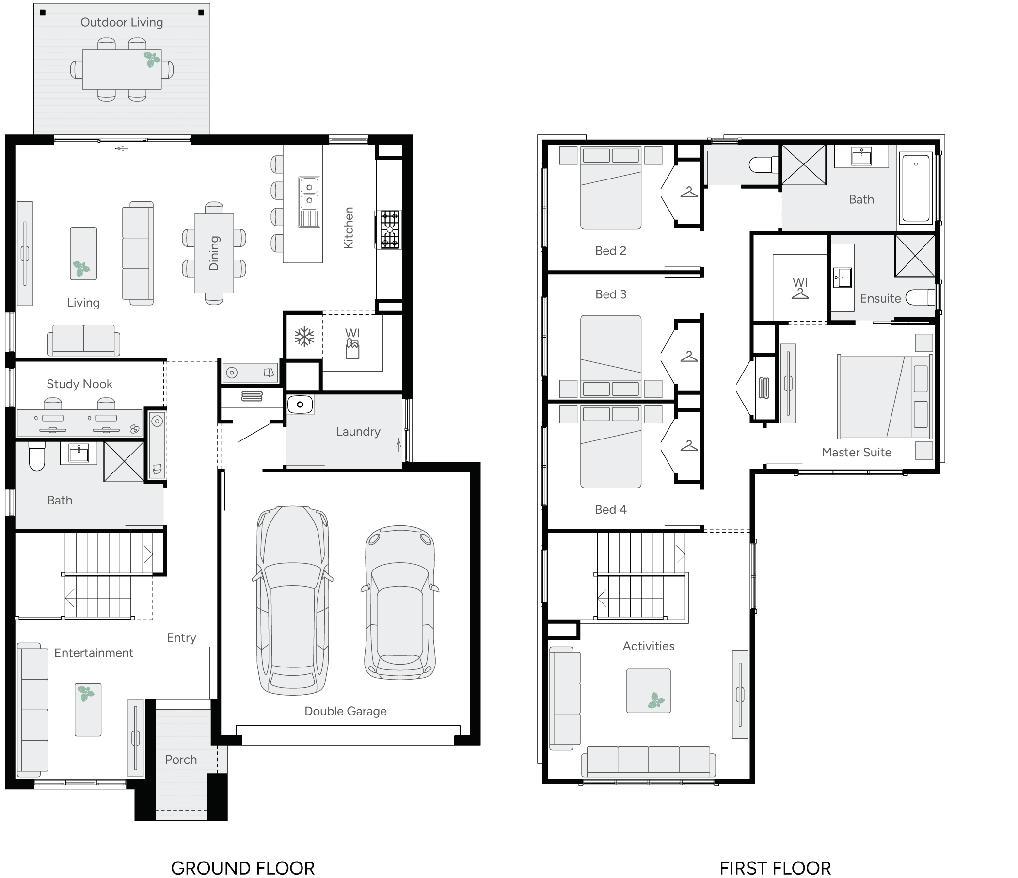 aston 28 double storey house RHS floor plan
